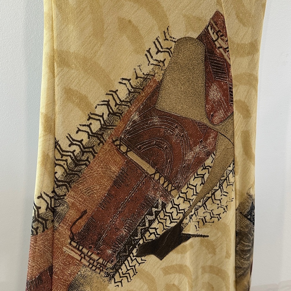 Yellow Patterned Maxi Dress with Tie Neck - Picture 6 of 11
